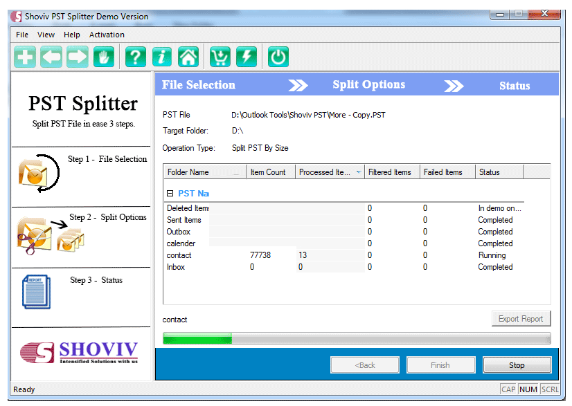 Shoviv PST Splitter screenshot