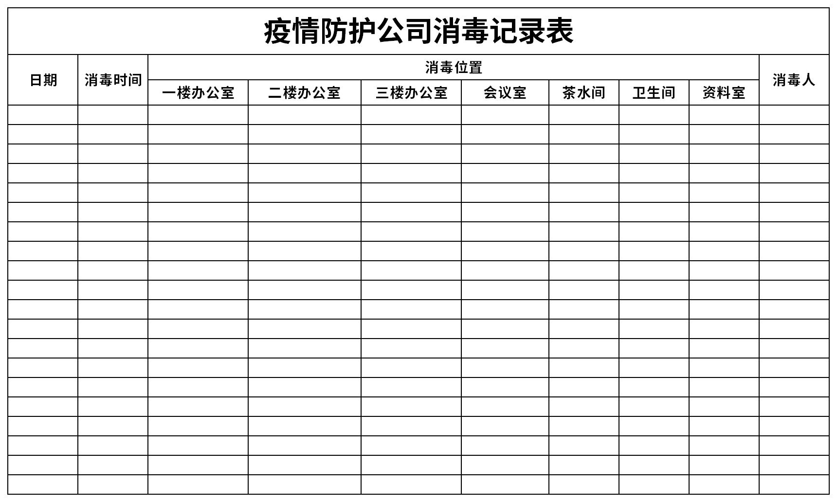 Screenshot of the disinfection record form of the epidemic prevention company