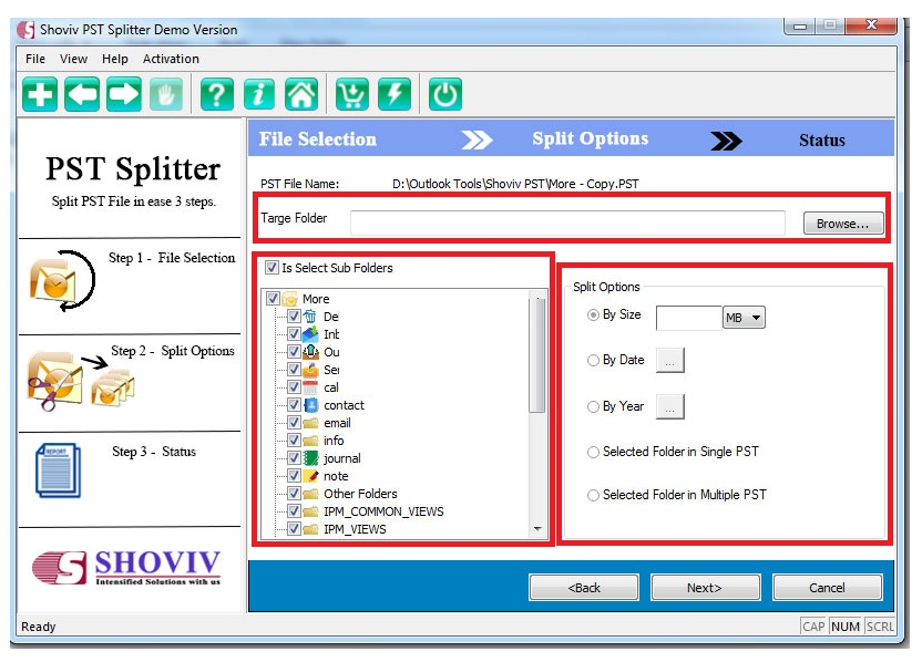 Shoviv PST Splitter screenshot