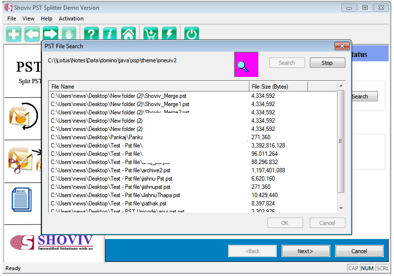 Shoviv PST Splitter screenshot