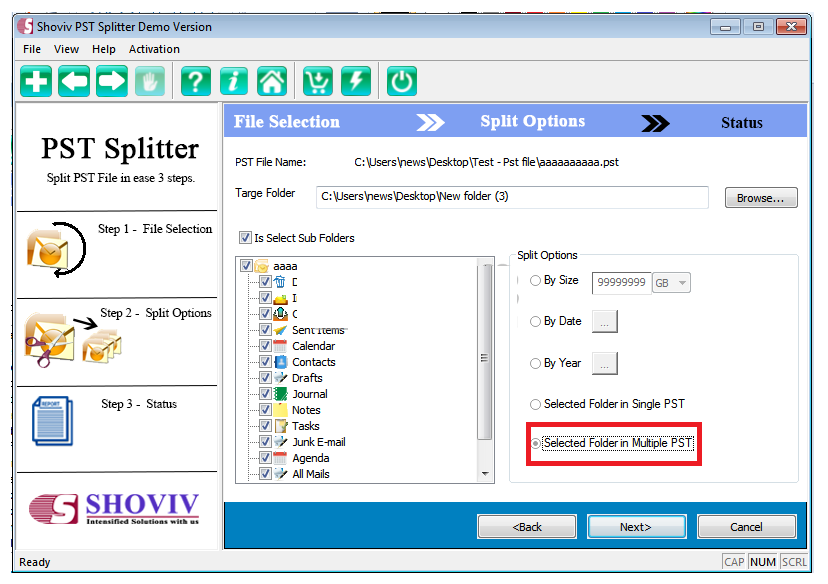 Shoviv PST Splitter screenshot