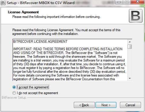 BitRecover MBOX to CSV Wizard screenshot