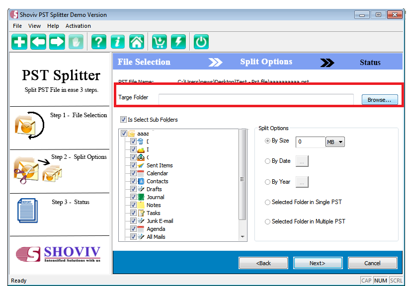 Shoviv PST Splitter screenshot