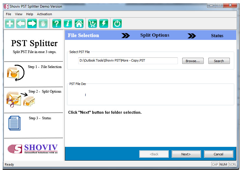 Shoviv PST Splitter screenshot