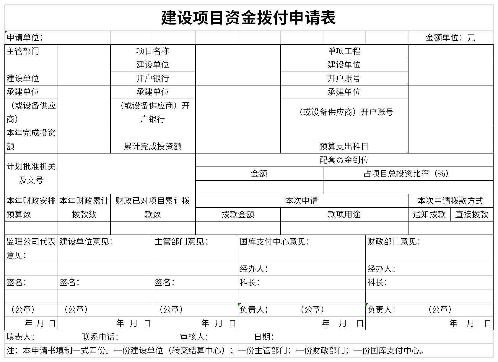 Screenshot of construction project fund allocation application form