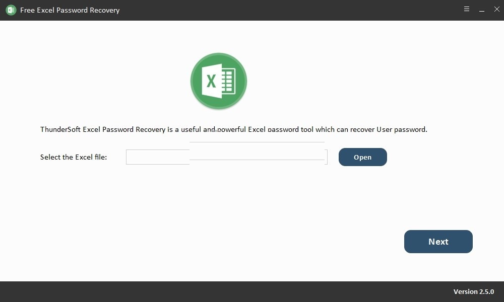 Screenshot of Free Excel Password Recovery