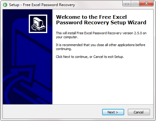 Screenshot of Free Excel Password Recovery