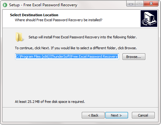 Screenshot of Free Excel Password Recovery