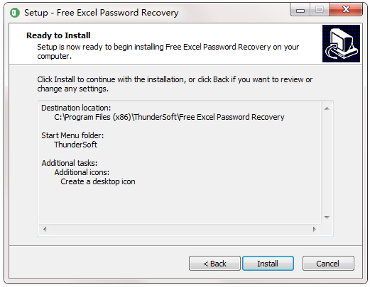 Screenshot of Free Excel Password Recovery