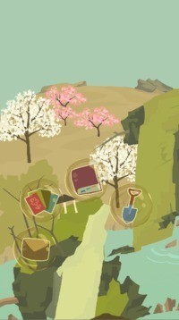 Screenshot of old farmer planting trees