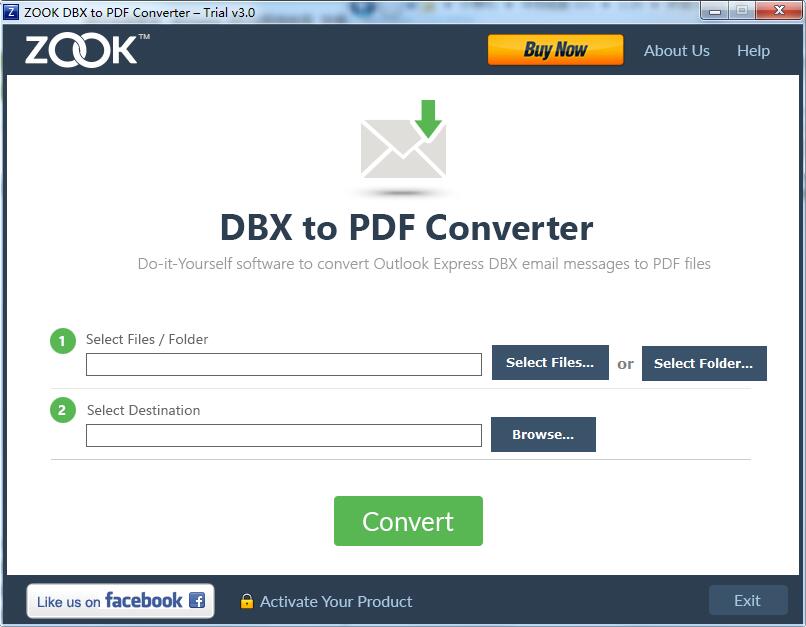 ZOOK DBX to PDF Converter screenshot