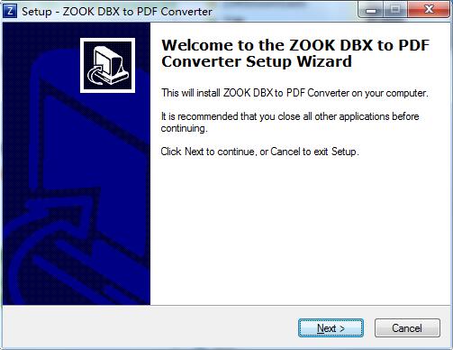 ZOOK DBX to PDF Converter screenshot