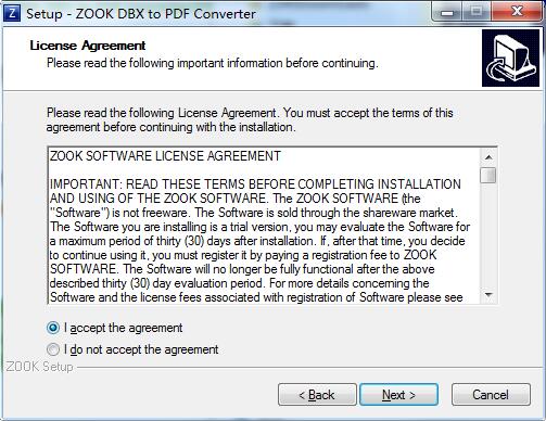 ZOOK DBX to PDF Converter screenshot