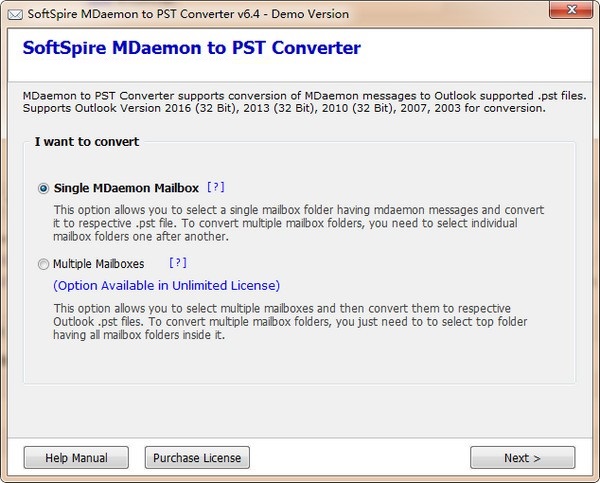 SoftSpire MDaemon to PST Converter screenshot