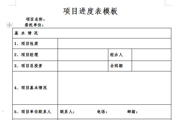 Project schedule template screenshot