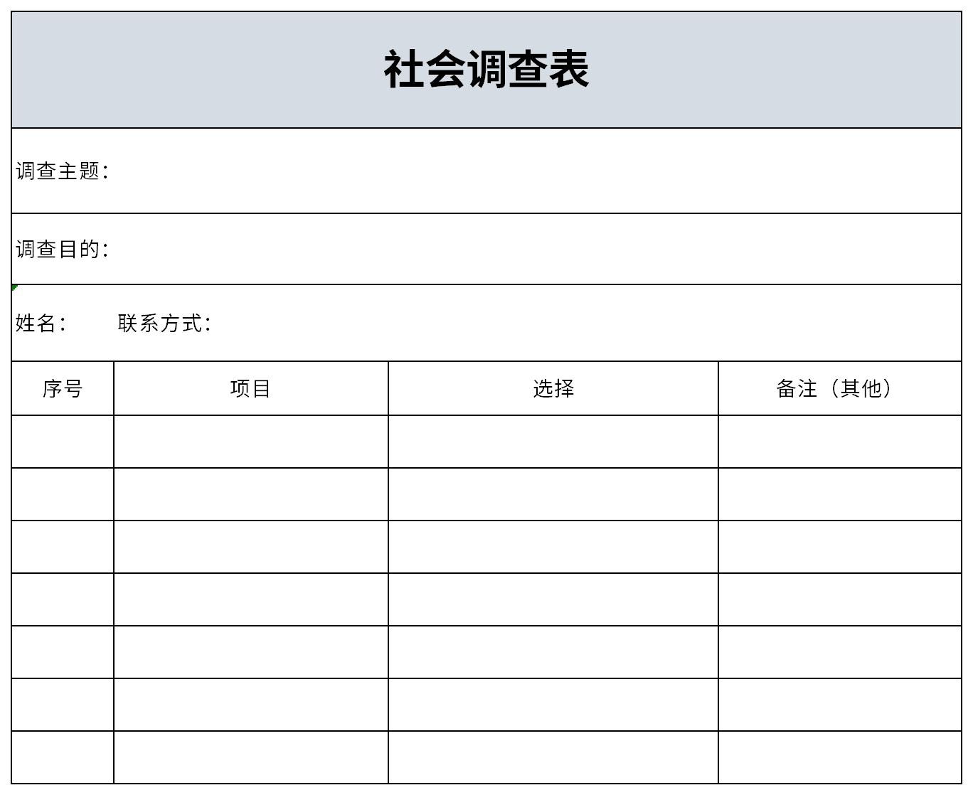 Screenshot of social practice questionnaire