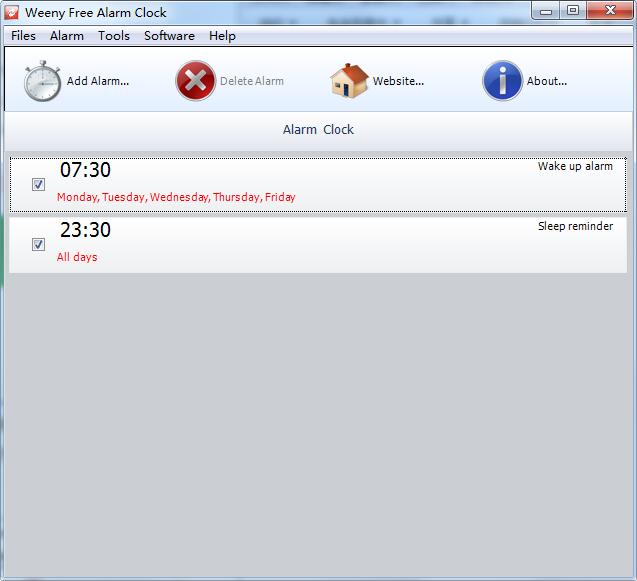 Screenshot of Weeny Free Alarm Clock