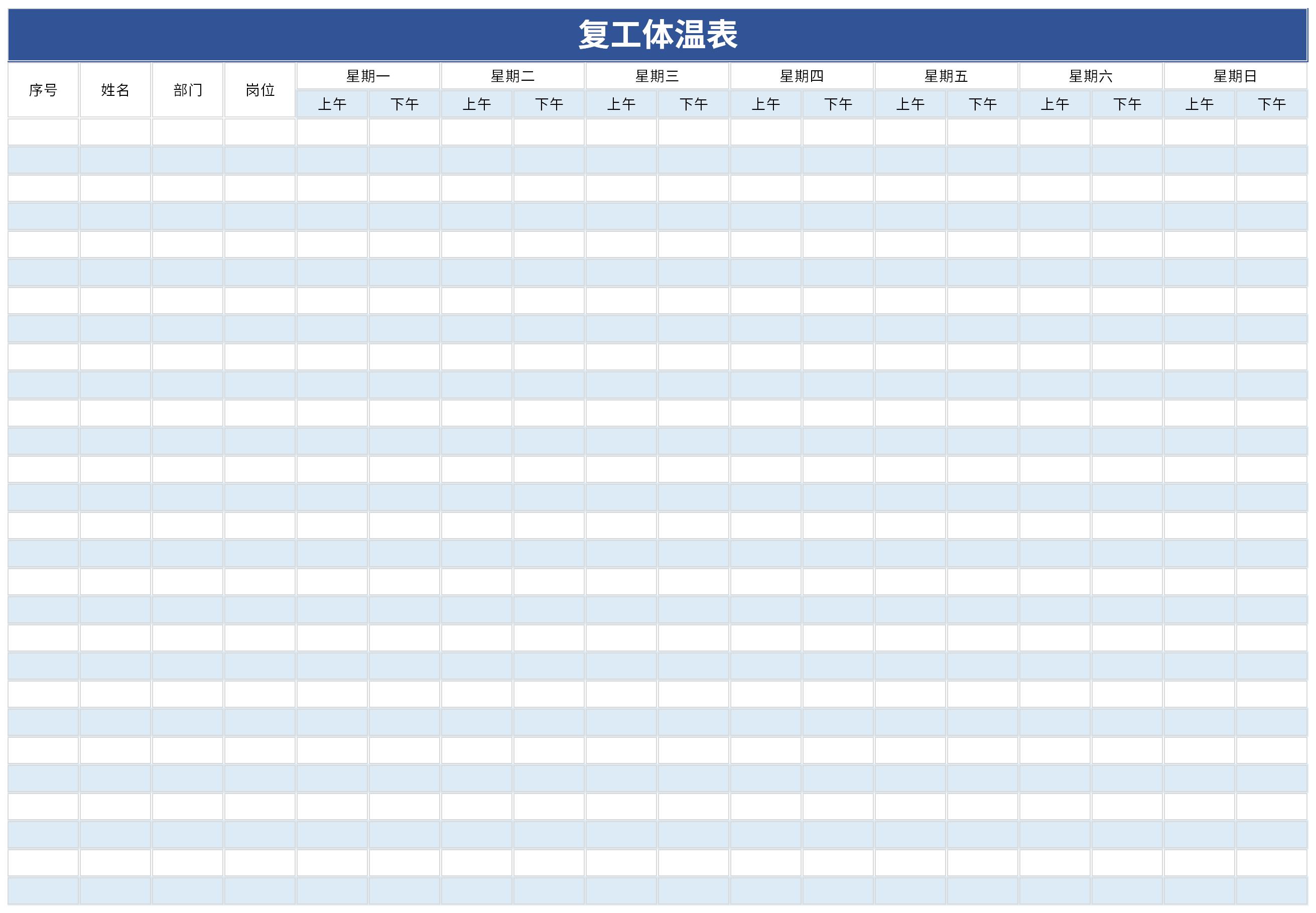 Screenshot of return to work thermometer