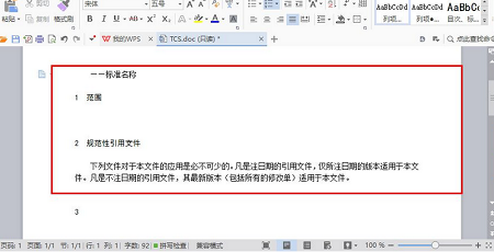 Screenshot of Chinese Standard Writing Template TCS