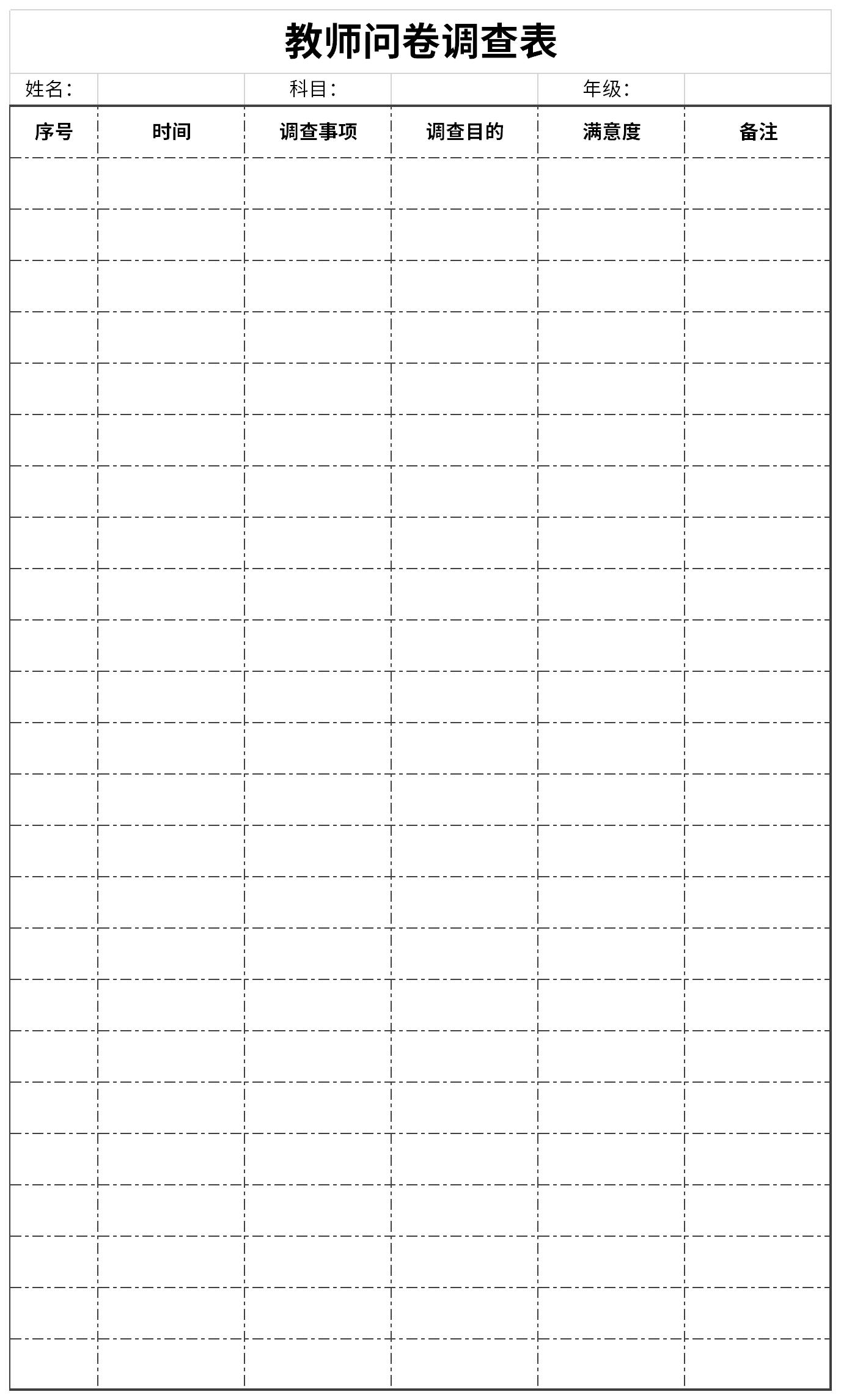 Screenshot of teacher questionnaire