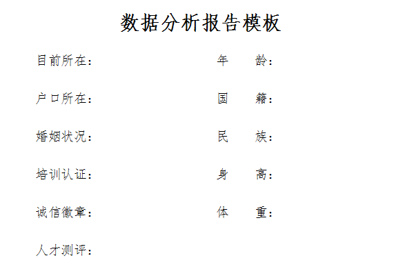 Data analysis report template screenshot