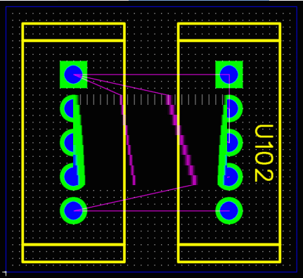 PCB layout design tool (FreePCB) screenshots