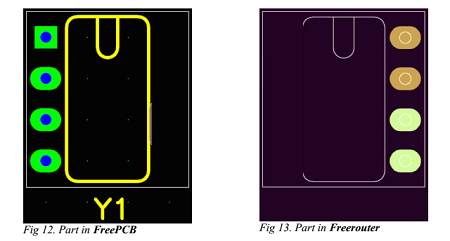 PCB layout design tool (FreePCB) screenshots