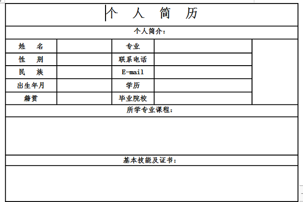 Screenshot of ordinary personal resume templates