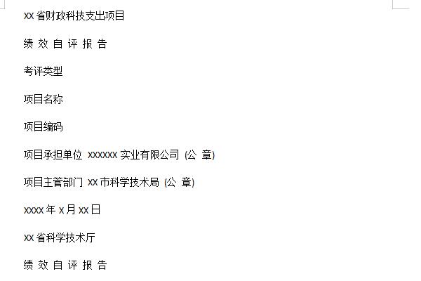 Project performance evaluation self-evaluation report screenshot