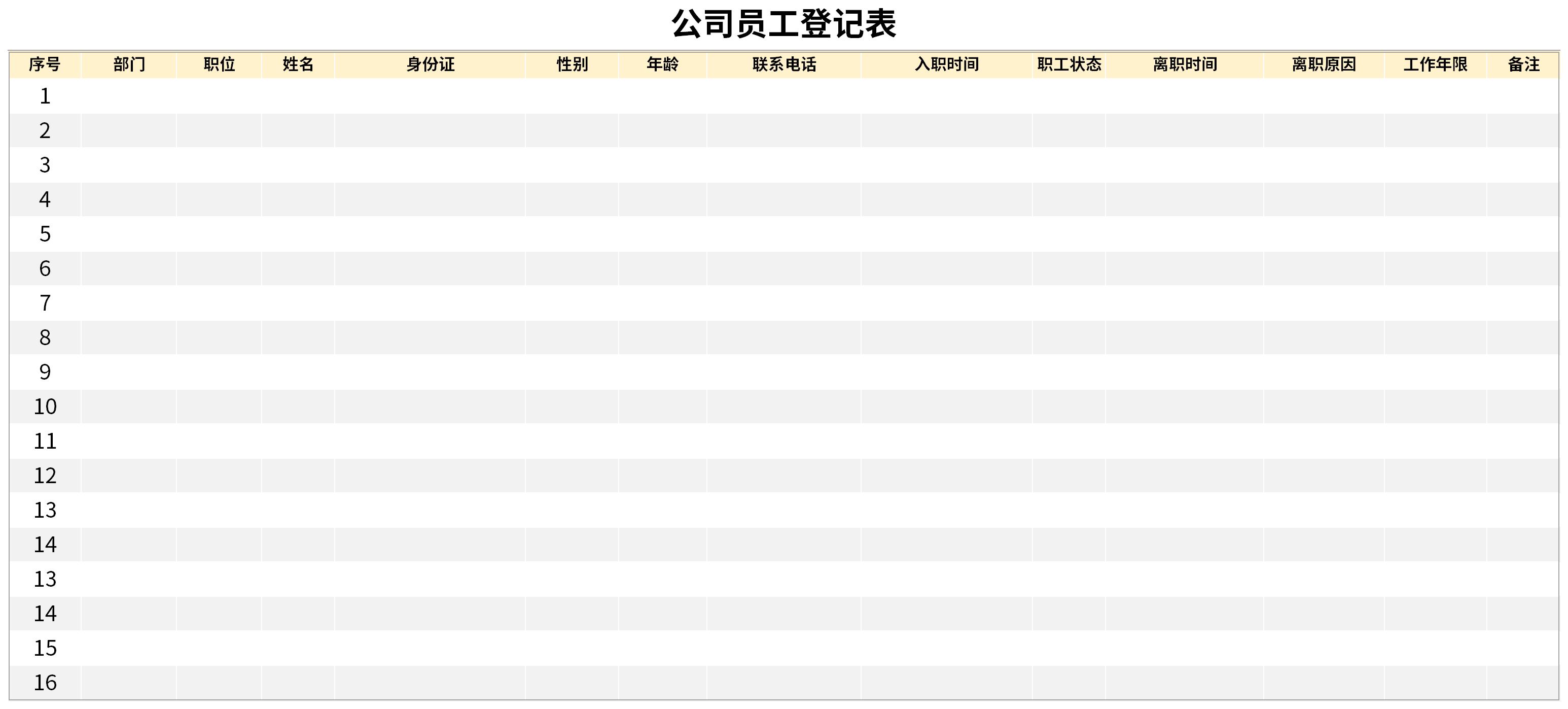 Screenshot of company employee registration form