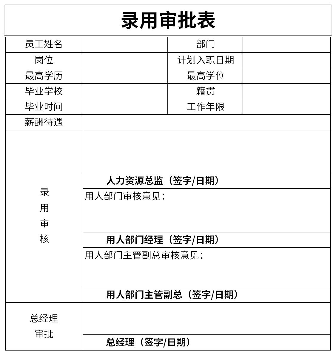 Screenshot of recruitment approval form
