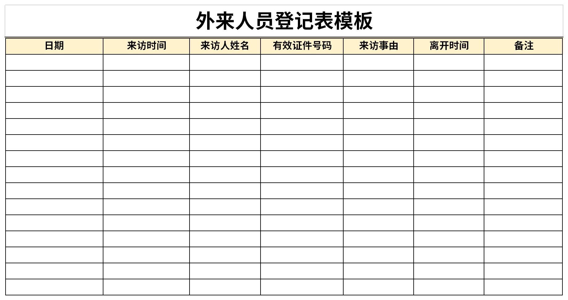 Screenshot of the Foreign Staff Registration Form Template