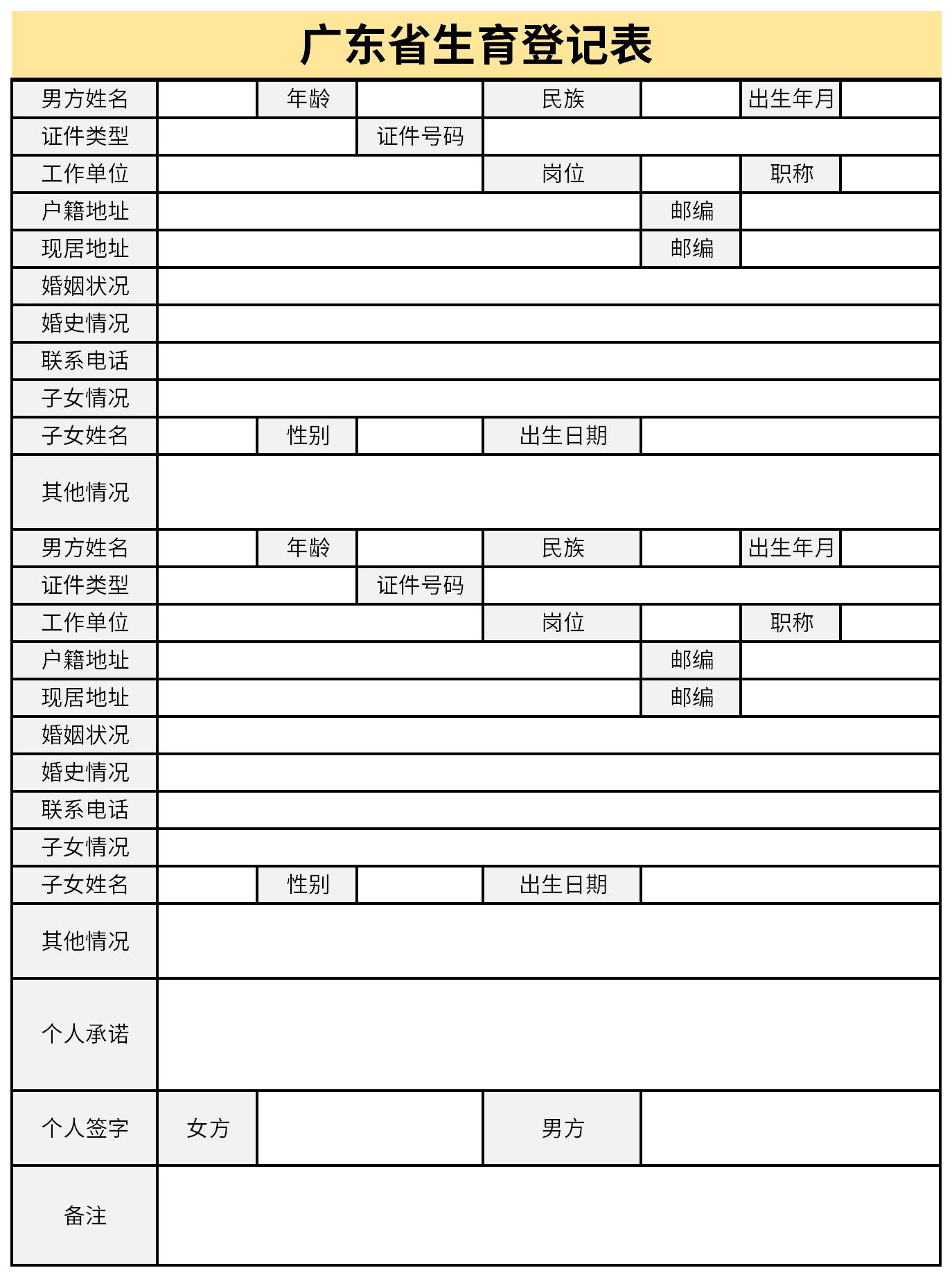 Screenshot of Guangdong Province Birth Registration Form