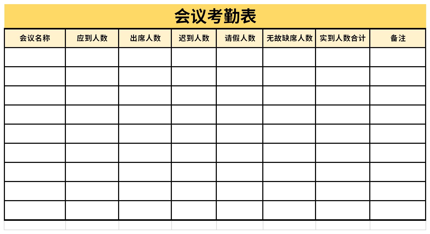 Screenshot of meeting attendance sheet