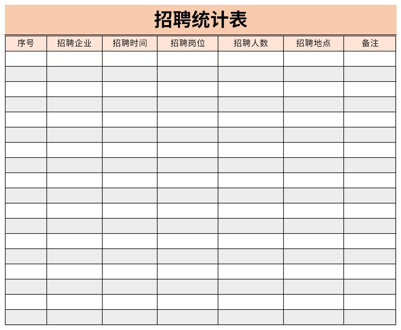 Screenshot of recruitment statistics table