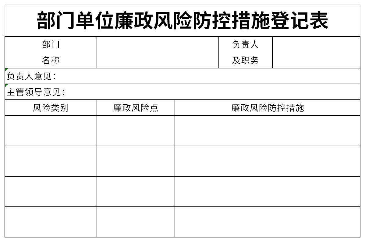 Screenshot of the Integrity Risk Prevention and Control Registration Form