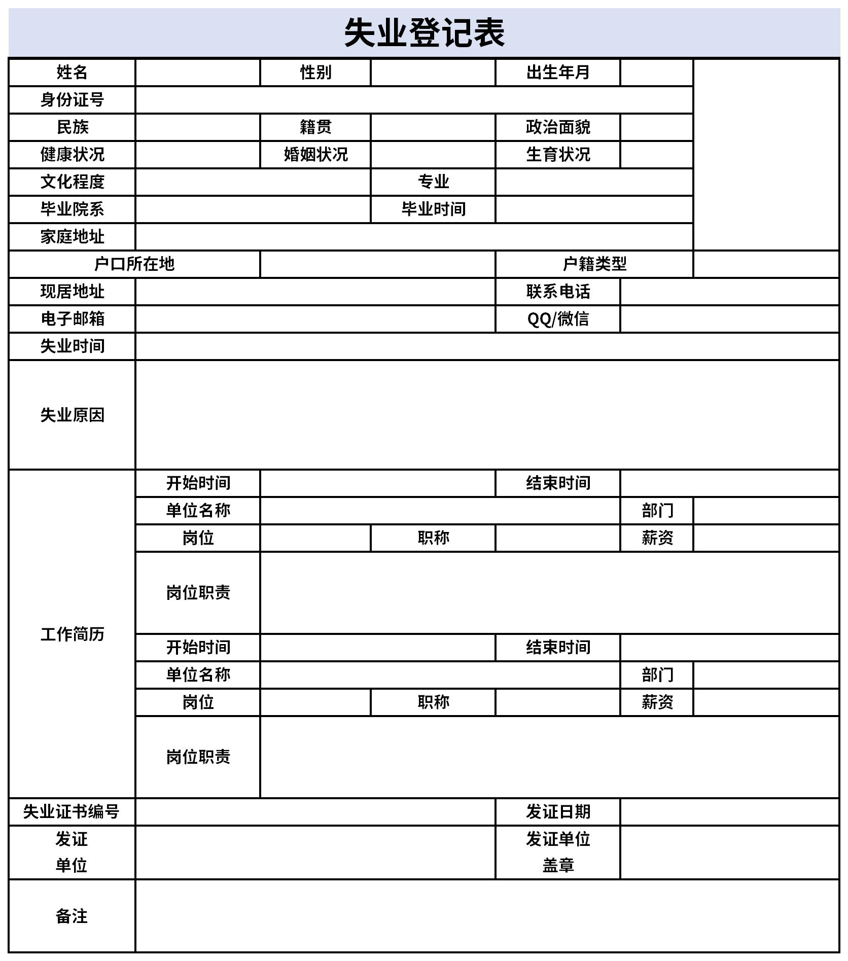 Screenshot of unemployment registration form