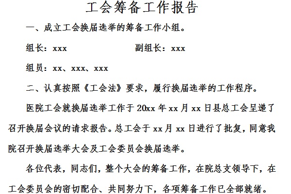 Screenshot of the trade union preparation work report