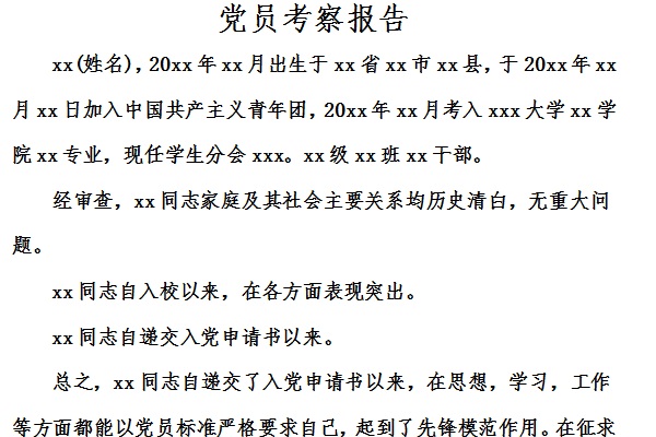 Screenshot of party member inspection report