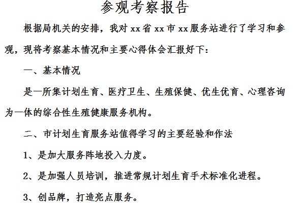 Screenshot of visit report