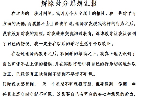 Screenshot of the Thought Report on Lifting Punishment