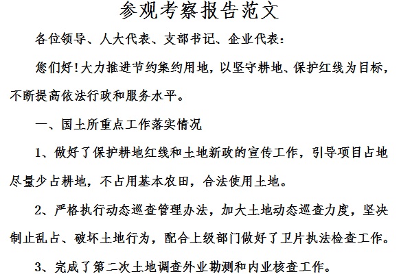 Screenshot of sample visit report