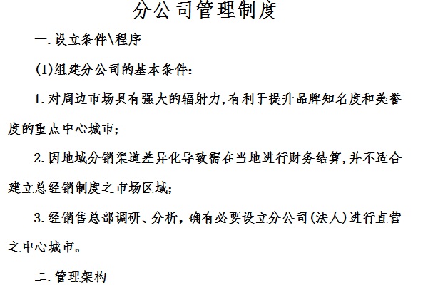 Screenshot of branch management system