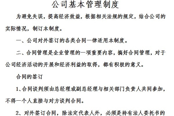 Screenshot of the company's basic management system