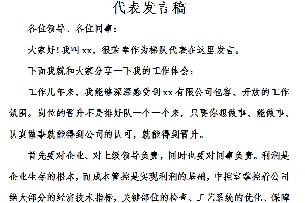 Screenshot of representative’s speech