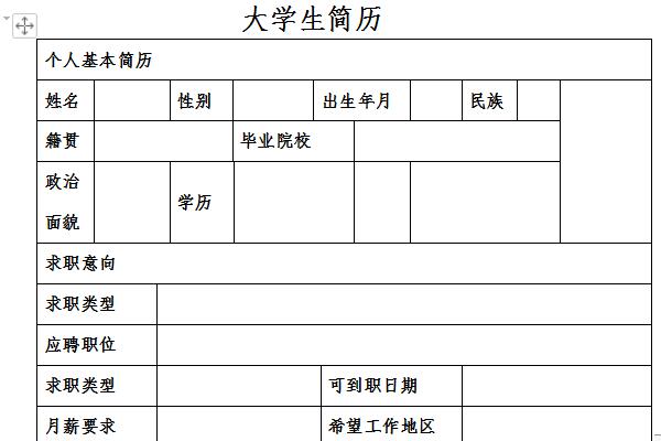 Screenshot of college resume template