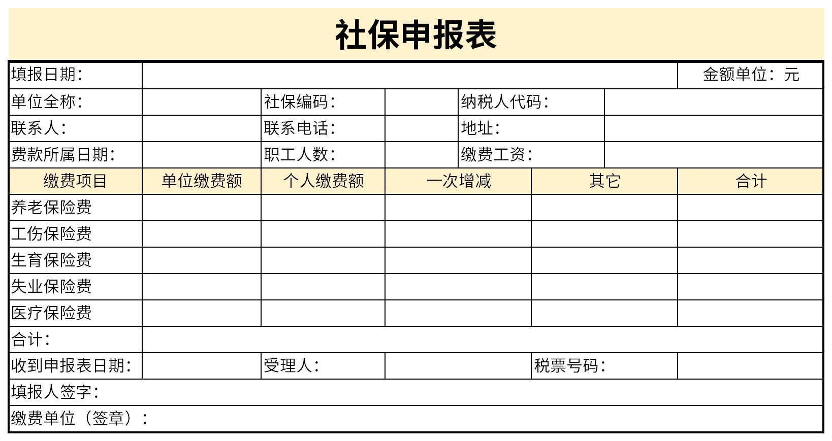 Screenshot of social security declaration form