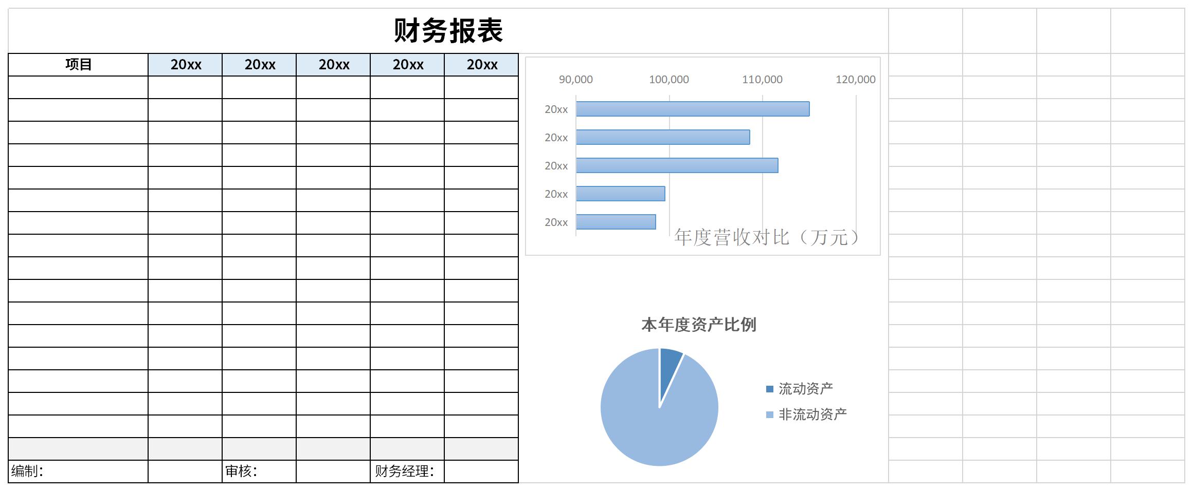 Screenshot of financial monthly report template