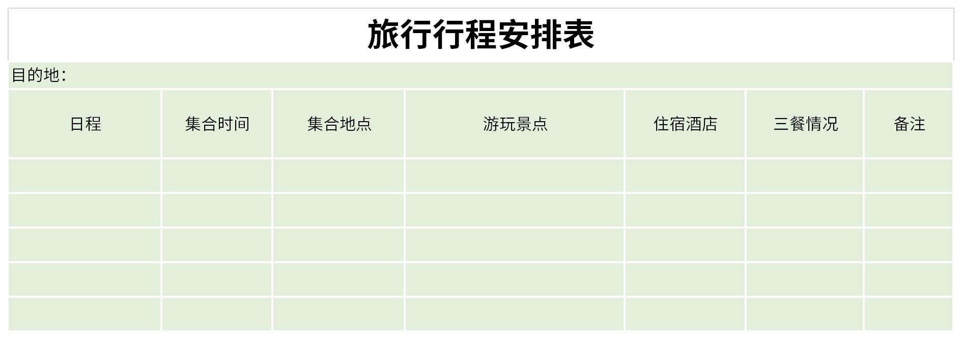 Screenshot of travel itinerary