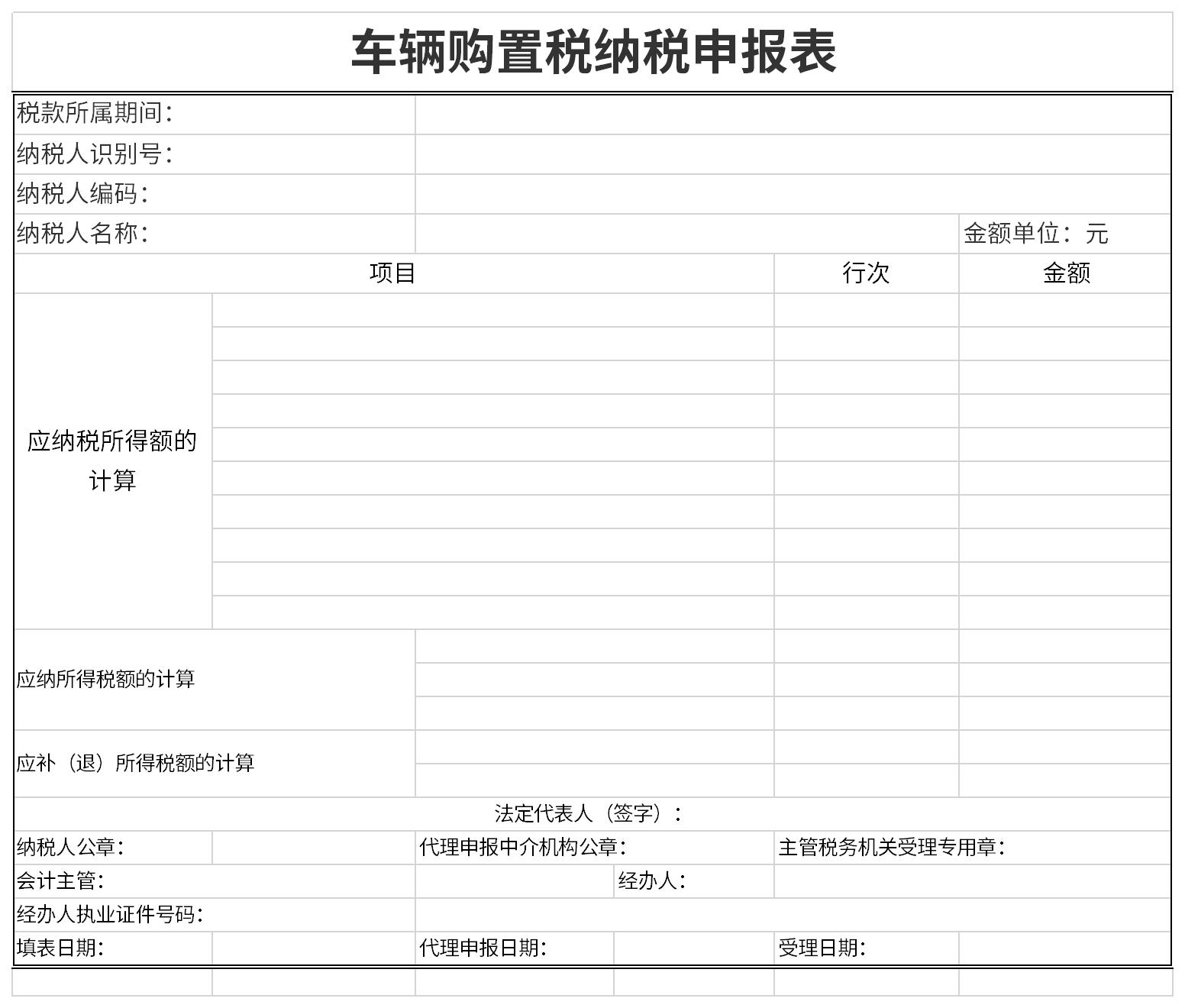 Screenshot of Vehicle Purchase Tax Return